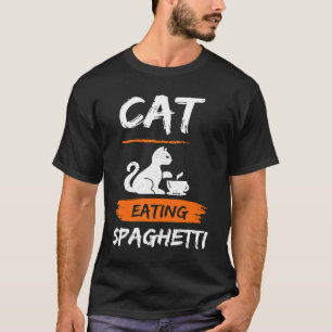Katt äter Spaghetti Och Nudlar Med Gaffel För Kat T Shirt