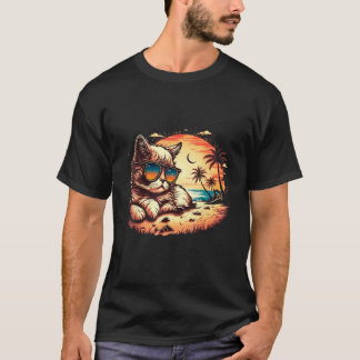 Katt-attityd i paradiset Rolig katt på stranden T Shirt