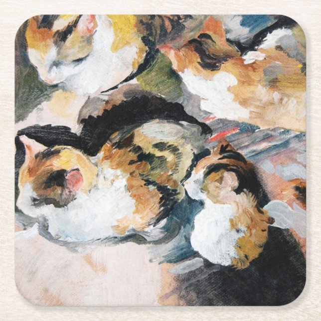 Katt, August Macke Underlägg Papper Kvadrat (Framsidan)