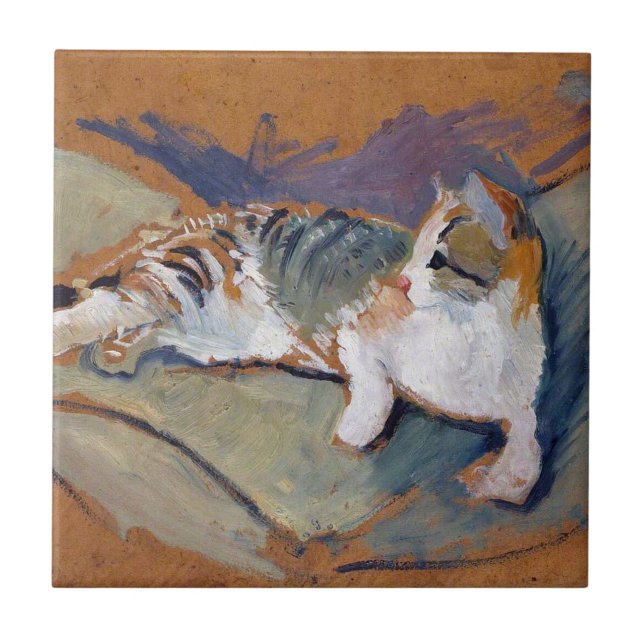 Katt, Augusti Macke Ceramic Tile Kakelplatta (Framsidan)