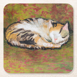 Katt, Augusti Macke Square Papper Underlägg Kvadrat