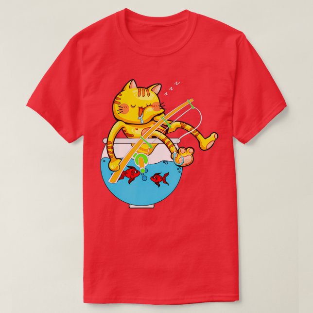 Katt av akvarium FiskBowl Fiskepool Pet L T Shirt (Design framsida)