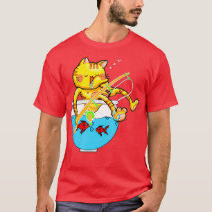 Katt av akvarium FiskBowl Fiskepool Pet L T Shirt