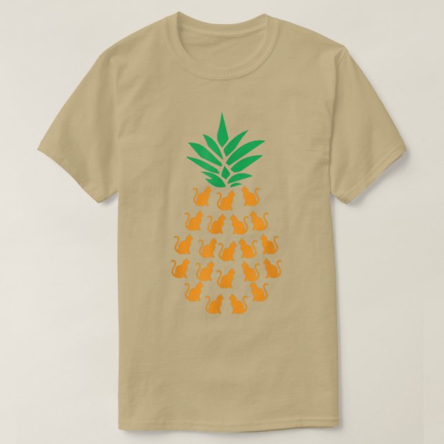 Katt av ananas (Cat Lover Aloha Hawaii Beac) T Shirt (Design framsida)