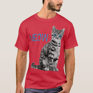 Katt av blåfärgat Grått Meow Kärlek T Shirt