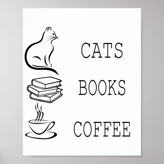 Katt av Bokar för läsare som har Kärlek-kaffe Poster (Framsidan)