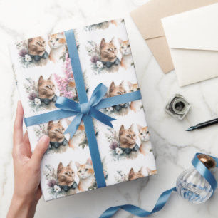 Katt av bröllop i blommor presentpapper