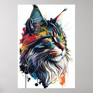 Katt av färglöst maine Coon Cat Poster