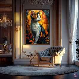 Katt av glasskikt med höstglöd poster