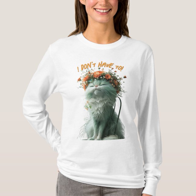 Katt av "jag behöver inte". t shirt (Framsida)