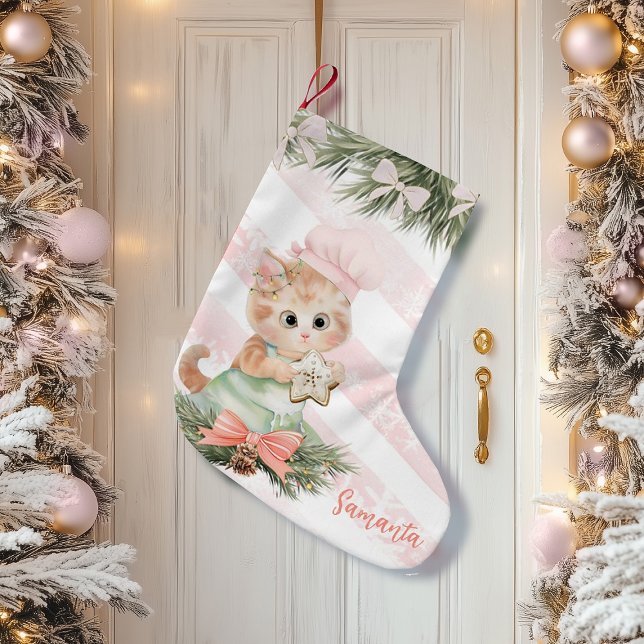 Katt av julklapp liten julstrumpa (cute cat children’s Christmas stocking featuring an adorable kitten design in a festive holiday styl)