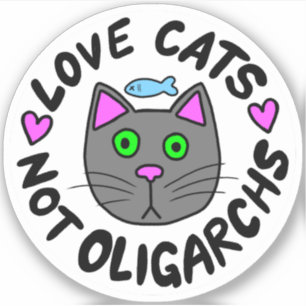 Katt av kärlek, inte oligaris, vinylketikett klistermärken