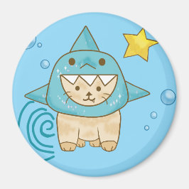 Katt av klåda i hajkostumakahavsvatten enligt tema magnet