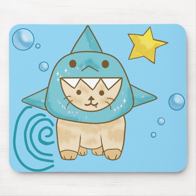 Katt av klåda i hajkostumakahavsvatten enligt tema musmatta (Framsidan)