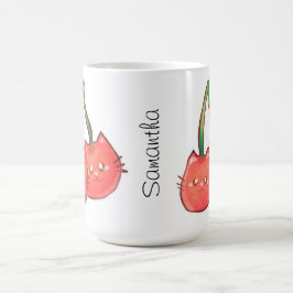 Katt av körsbärsbär kaffemugg