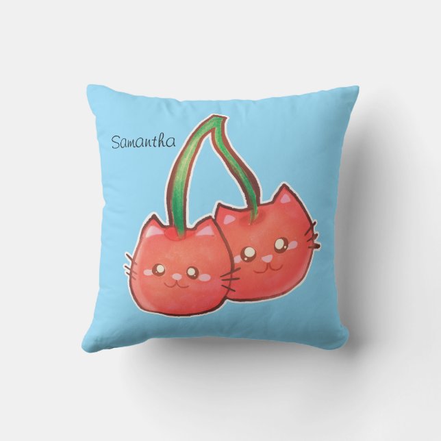 Katt av körsbärsbär kudde (Baksida)