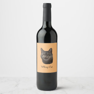 Katt av korv vin vinflaska etikett
