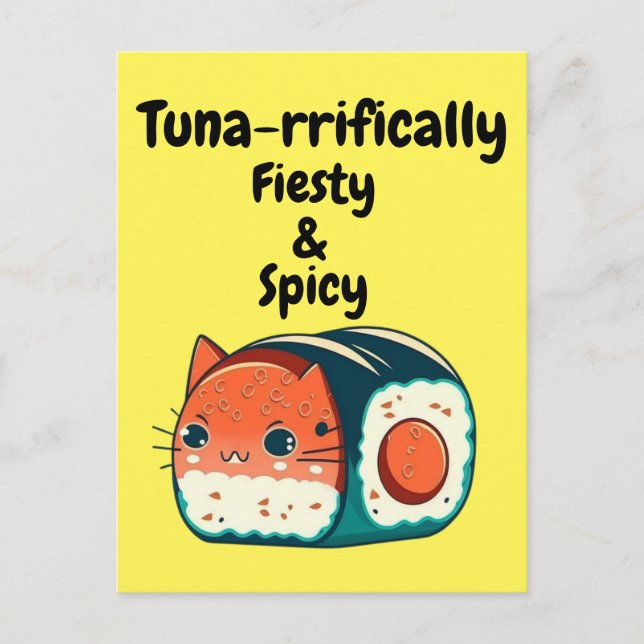 Katt av kryddig tonfisk - Feisty & Spicy, som är e Vykort (Framsida)