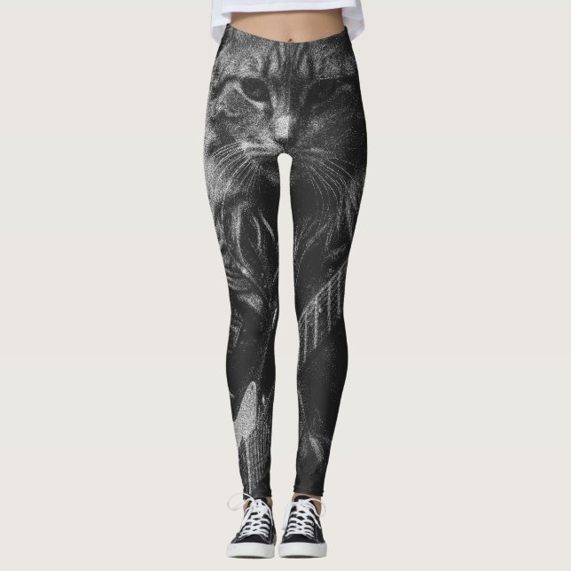 Katt av läder med Jacka som ger upphov till elektr Leggings (Framsida)