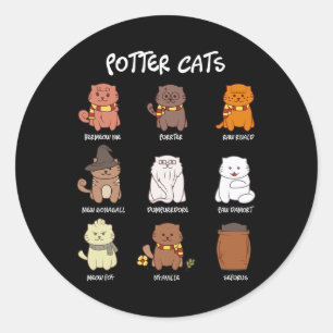 Katt av potter för klöver runt klistermärke