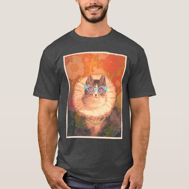 Katt av Renaissance med glasögon och guld T Shirt (Framsida)