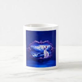 Katt av siamesisk art i den scena Ram Kaffemugg