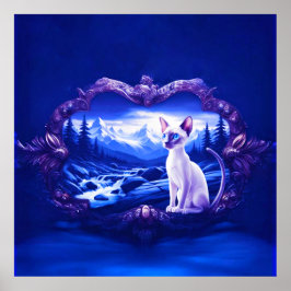 Katt av siamesisk art i den scena Ram Poster