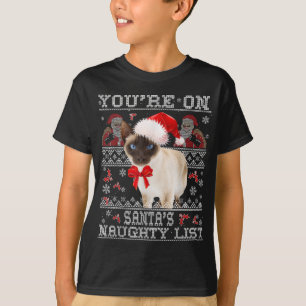 Katt av siamesus jul i Julafton Santa Hat T Shirt