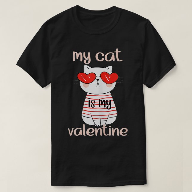 Katt av Valentines day Hjärtsolglasögon T Shirt (Design framsida)
