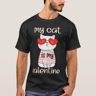 Katt av Valentines day Hjärtsolglasögon T Shirt