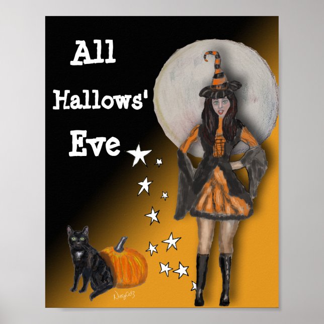 Katt av Witch och Black Cat Poster (Framsidan)