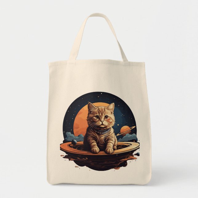 Katt Äventyr: Mättt-Thed Tote Bag Tygkasse (Framsidan)