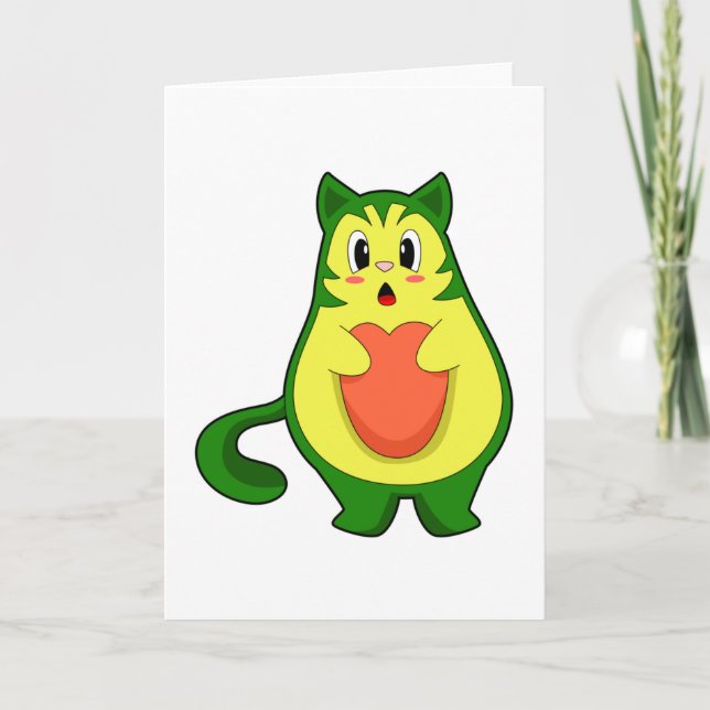 Katt Avokado Kort (Framsida)