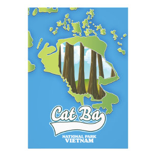 katt ba nationalpark vietnam-resa karta fototryck
