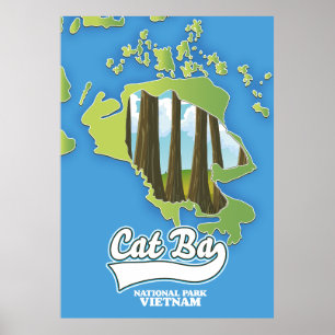 katt ba nationalpark vietnam-resa karta poster