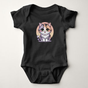 Katt Baby Body Liten Söt Katt Gröna Ögon Spädbarn T Shirt