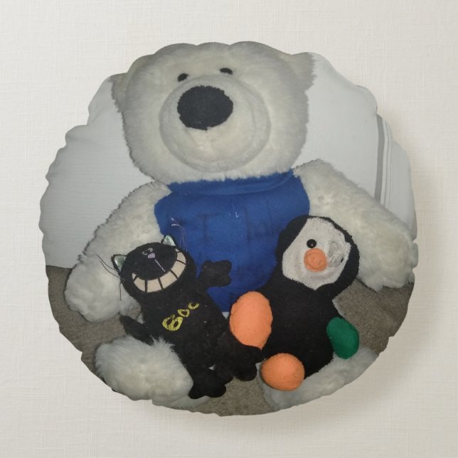 Katt, bågskytt och Polory för dåliga dröm- Rund Kudde (Framsidan)