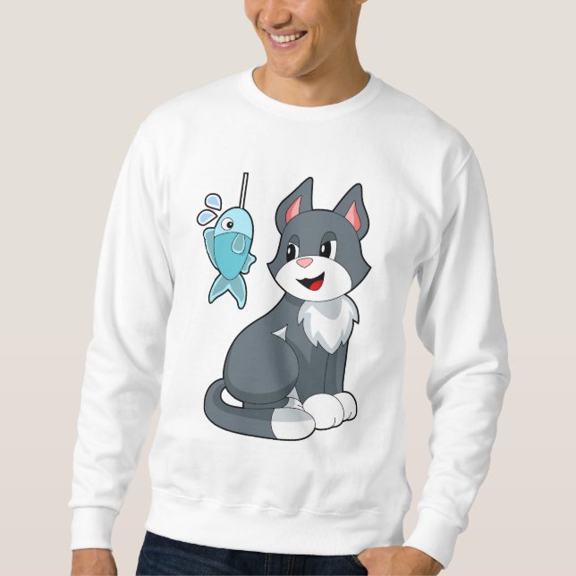 Katt Bait Fish Lång Ärmad Tröja (Framsida)