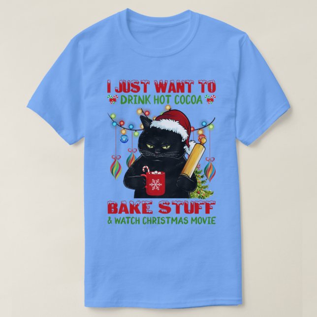 Katt Baking Drink Hett Cocoa Bake Saker T Shirt (Design framsida)