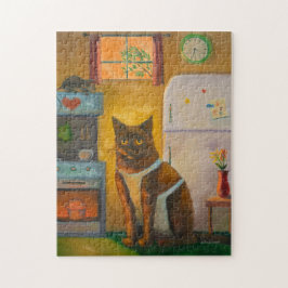 Katt Baking Muffin in in Cottage Kitchen Pussel