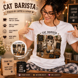 Katt Barista Kaffe Älskare Söt Kaffe Katt T-Shirt