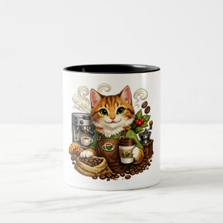 Katt Barista Kaffeälskare Två-Tonad Mugg