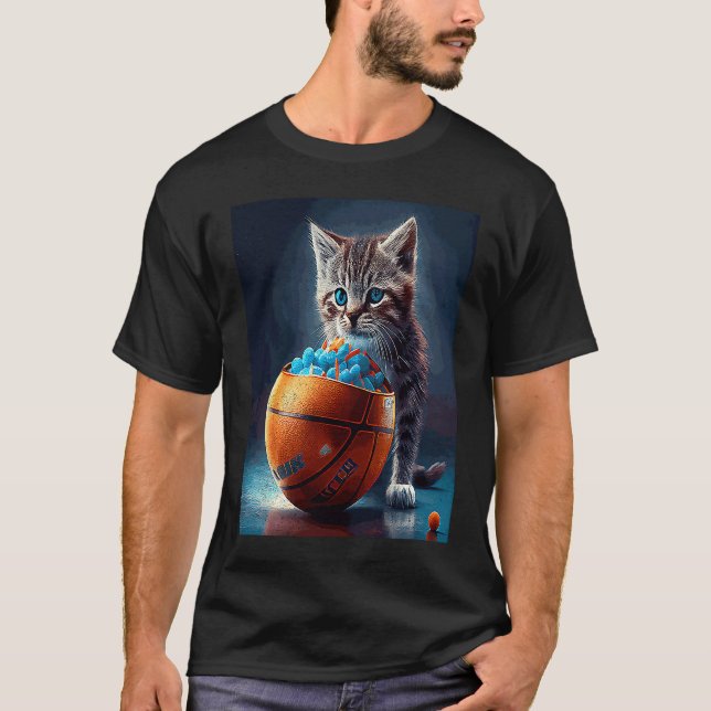 Katt Basketboll Godis T Shirt (Framsida)