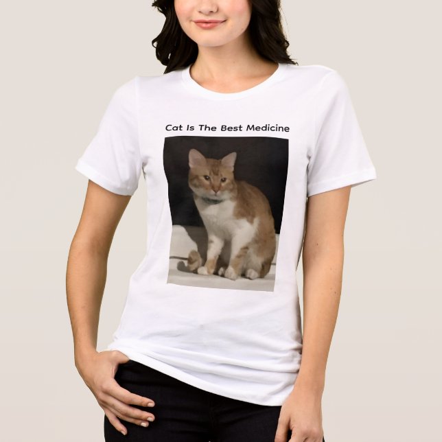 Katt Bästa Medicin Foto Humor Vit T Shirt (Framsida)
