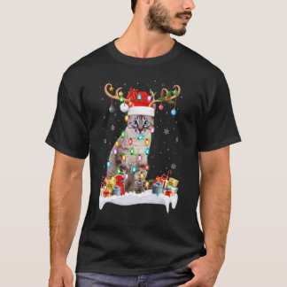Katt Belysning Jul Ren Jultomte Hatt Katt Jul T Shirt