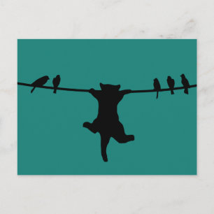 Katt beror på strömsladden vykort