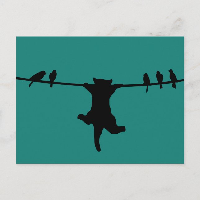 Katt beror på strömsladden vykort (Framsida)