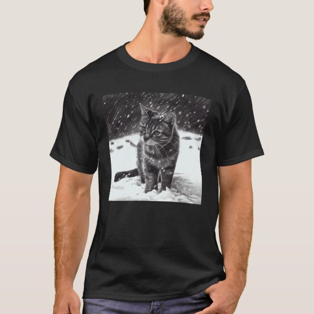 Katt bits snö t shirt (Framsida)