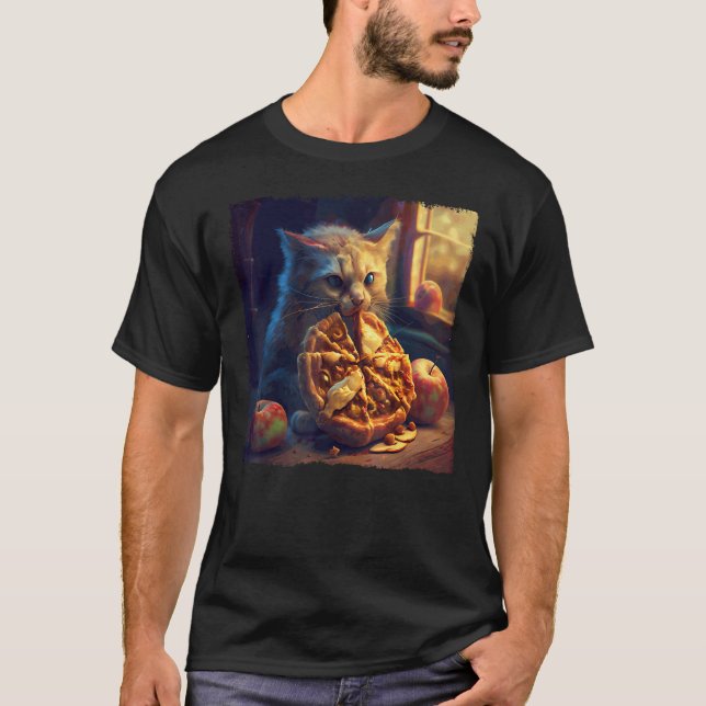 Katt bitskande äppelpaj t shirt (Framsida)