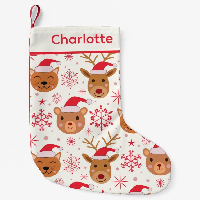 Katt, björn och renar från friska juldjur liten julstrumpa (Framsidan)